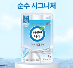 깨끗한나라 순수 시그니처 3겹 27m 30롤 더블 쿠션 엠보 롤 화장지